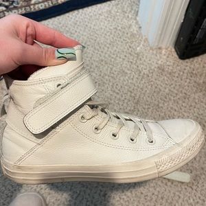 Converse Leather High Tops with Velcro Straps
